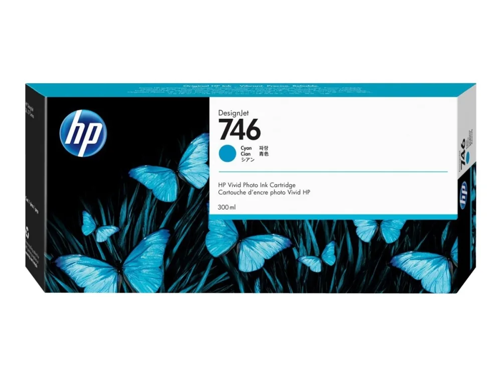 HP 746 300-ml Cyan DesignJet Ink Cartridge, HP DesignJet Z6 Printer series, HP Designjet Z9 Printer series, Lämpömustesuihkutulostin, Syaani, P2V80A, Yritys, Yhdysvallat, Irlanti, Singapore, Malesia