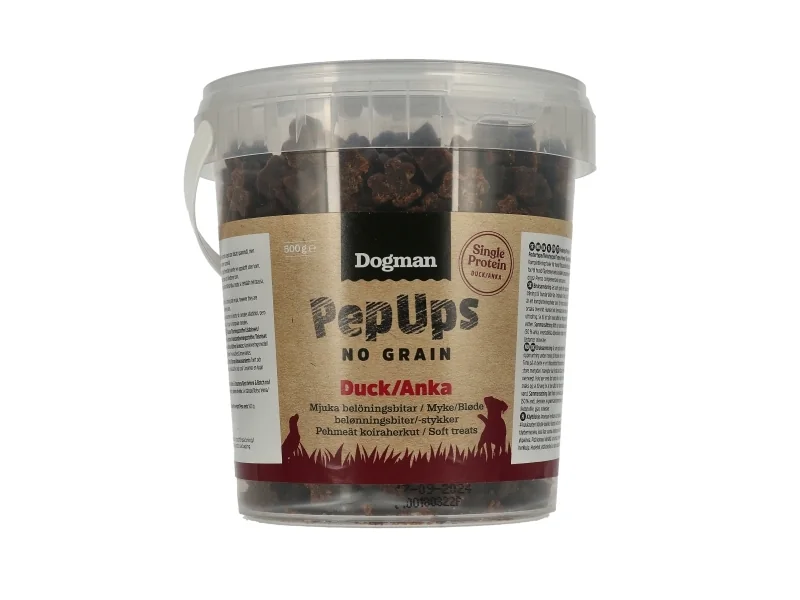 Dogman Pep Ups No Grain Ankka Koiranherkku 500g