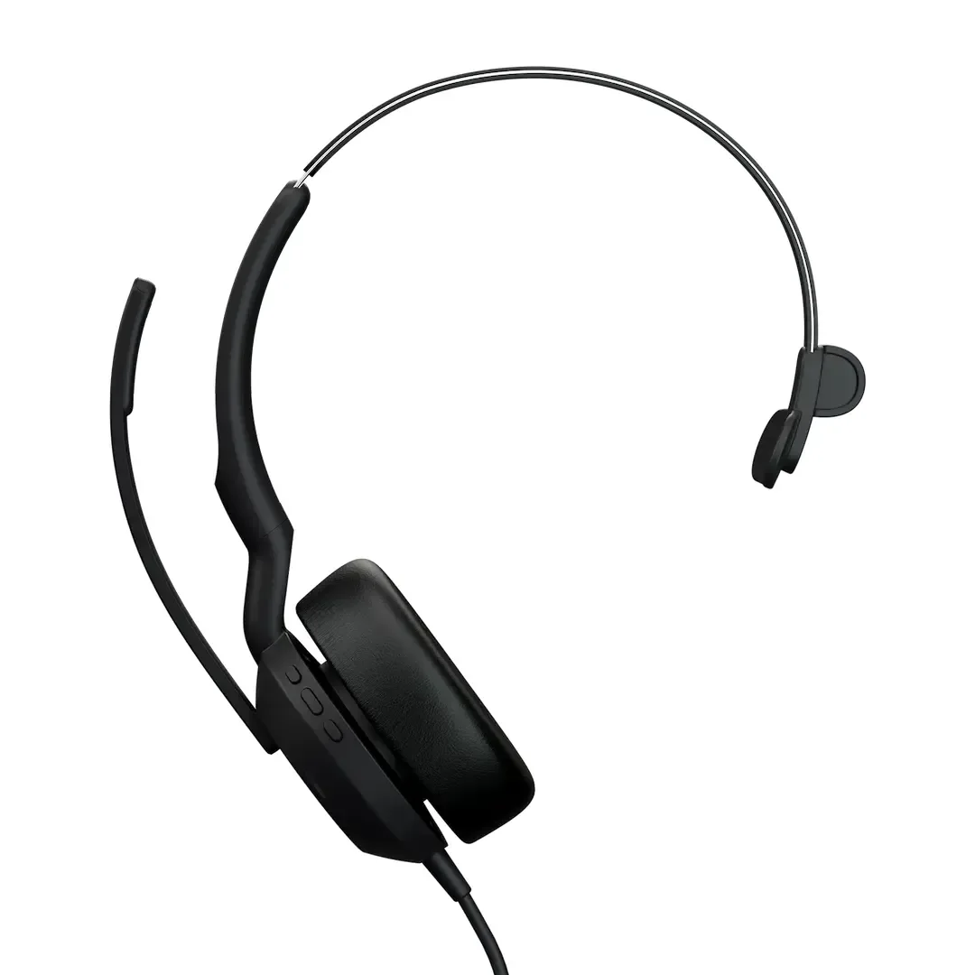 Jabra Evolve2 50 MS -monokuuloke + USB-A/C-sovittimet, musta