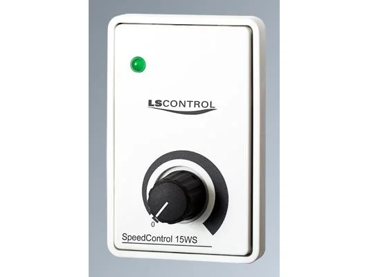 LS CONTROL Säädin ES33 / SpeedControl 15S W, hvid, 1,5A manuel med afbryder og lampe, tilpasset FUGA. 230V AC/50Hz, IP20. Mål 70x52x56 mm.