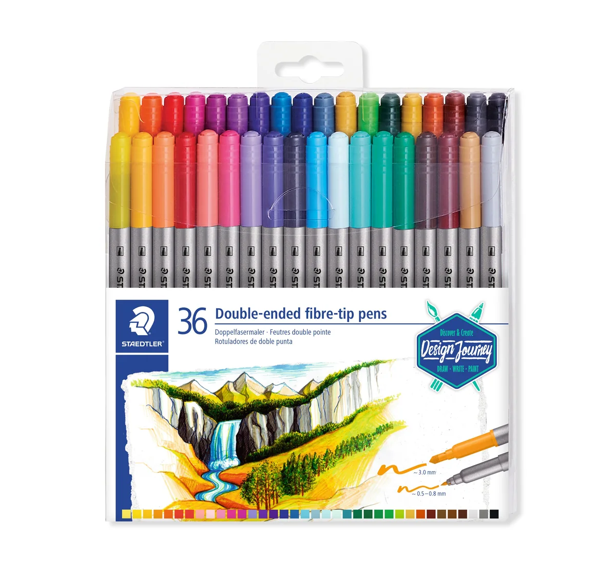 Kuitukynä STAEDTLER® 3200 duo, kaksikärkinen - 36 kpl värilajitelma