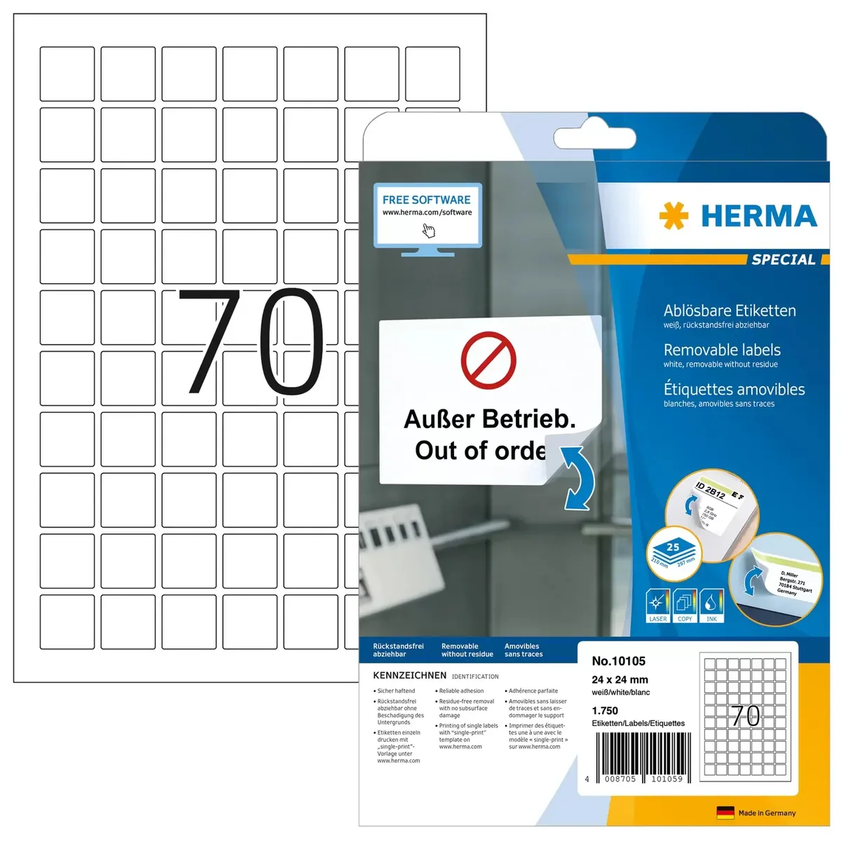 Herma label removable 24x24 (1750)