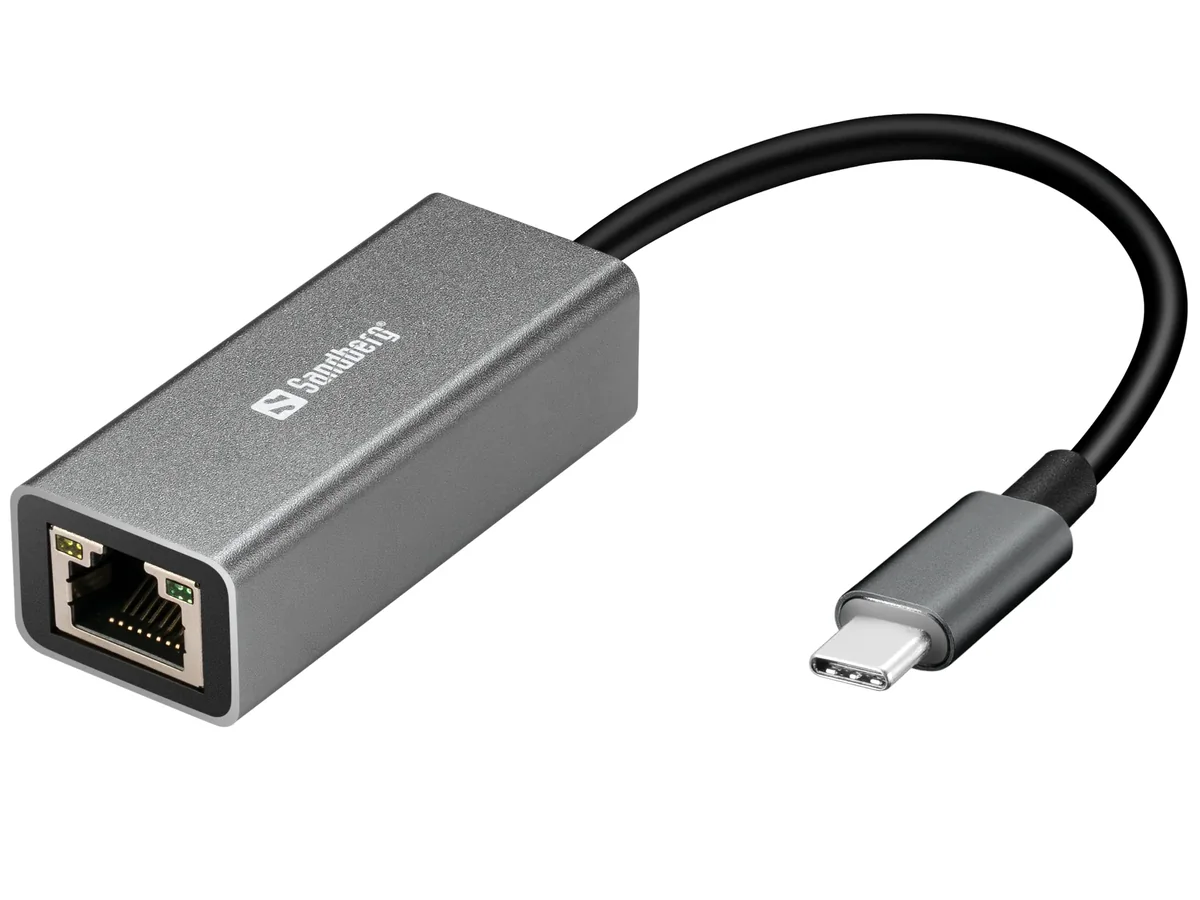 Sandberg USB-C to Network Converter - Verkkosovitin, alumiini, valkoinen