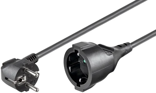 MicroConnect - Jatkojohto sähköverkkoa varten - CEE 7/7 (naaras) - CEE 7/7 (uros) - AC 250 V - 10 m - 90° liitin - musta - musta