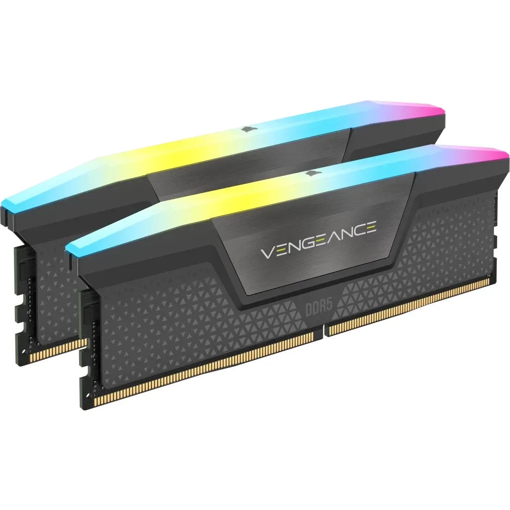 Corsair Vengeance RGB DDR5-6000 - 64GB - CL30 - Dual Channel (2 pcs) - AMD EXPO & Intel XMP - Harmaa RGB:lla