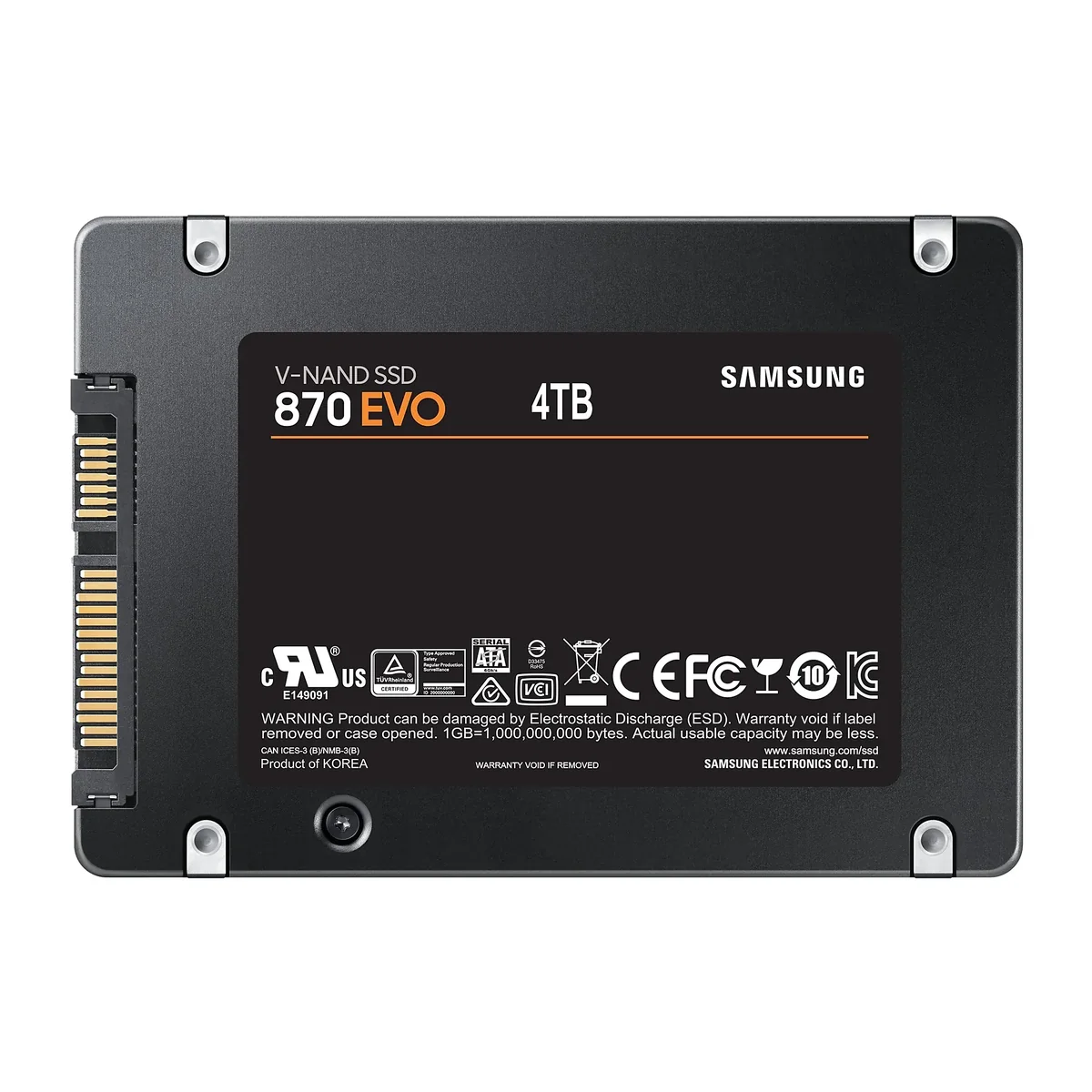 Samsung 870 EVO MZ-77E4T0B - SSD - krypteret - 4 TB - sisäinen - 2.5 - SATA 6Gb/s - puskuri: 4 GB - 256-bittinen AES - TCG Opal-salausmenetelmä