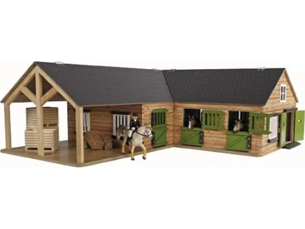 Kids Globe - Horse Corner Stable with 3 Boxes and Storage 1:24