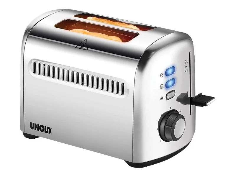 Unold 2er Retro, 2 viipale(i)ta, Ruostumaton teräs, Ruostumaton teräs, Painikkeet, Vipu, Rotaatio, Musta, 750 W