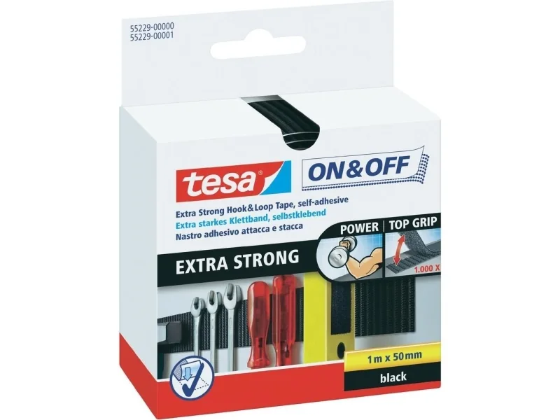 tesa On & Off Extra Strong 50mm x 100cm Musta