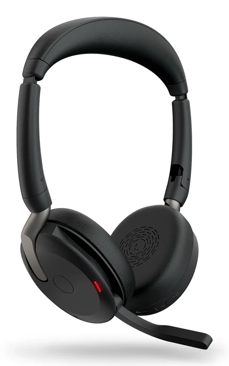 Jabra Evolve2 65 Flex UC -langaton stereokuulokemikrofoni + Link380A/390A-sovitin ja langaton latausalusta, musta