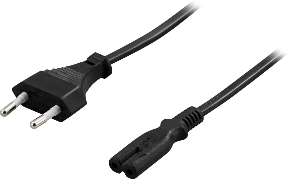 Deltaco DEL-109A - Maadoittamaton laitekaapeli CEE 7/16 - IEC 60320 C7, 3 metriä, Musta