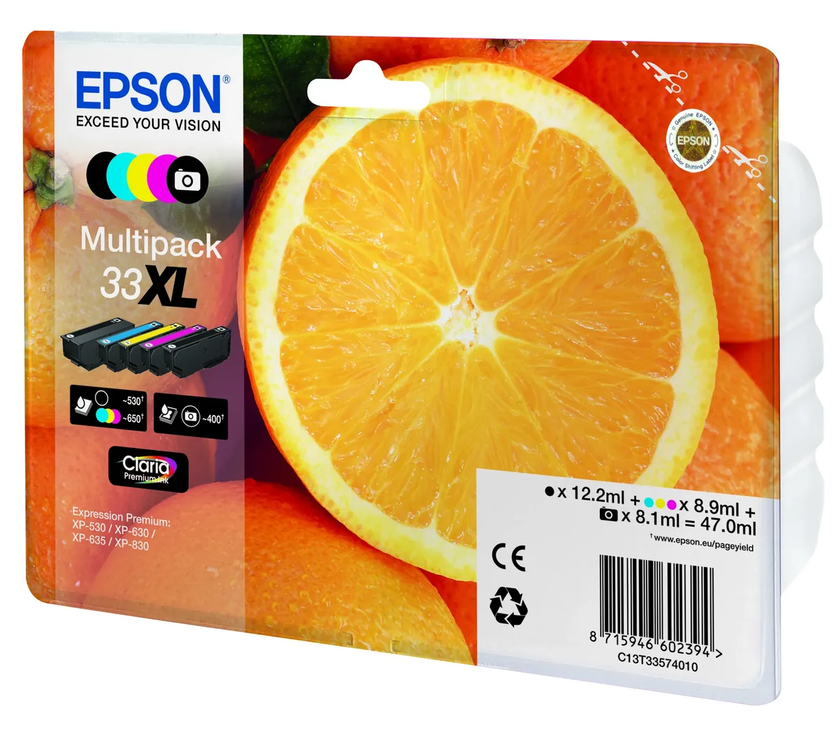 Epson Muste Monipakkaus (b/c/m/y/pb) Claria 33xl -xp-530