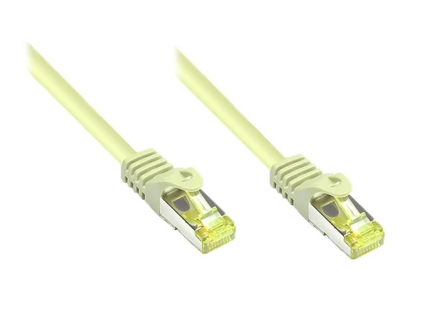 RJ45 liitäntäkaapeli Cat.7 raakakaapelilla ja Snap-in korvakkeella (RNS®), S/FTP, PiMF, halogeeniton, 600MHz, OFC, harmaa, 10m, Good Connections® (8070R-100)
