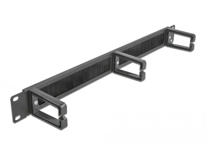 Delock 19? Cable Management Brush Strip with 3 hooks 1U black