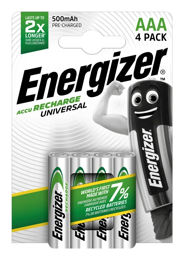 Energizer Batteries AAA/LR03 Rechargeable Ni-Mh 500mAh 4-pack