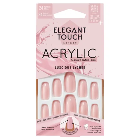 Elegant Touch Luscious Lychee Acrylic False Nails - 24 kpl