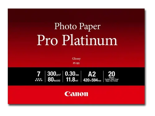 Canon Pro Platinum PT-101 - Erittäin kiiltävä - 300 mikronia - A2 (420 x 594 mm) - 300 g/m² - 20 arkki (arkit) valokuvapaperi