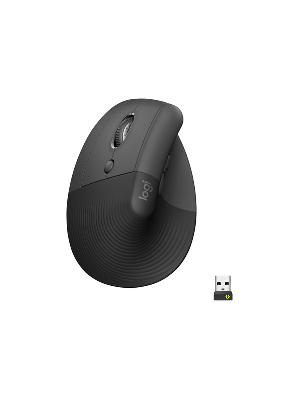 Logitech Nostin yrityksille - vasenkätinen - grafiitti - Ergonominen hiiri - Optinen - 6 painiketta - Musta