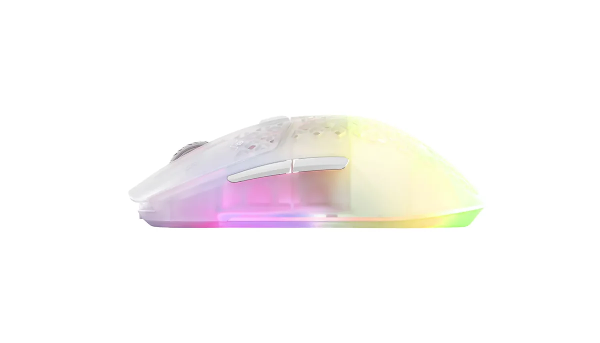 SteelSeries Aerox 3 Wireless 2022 - Ghost - Pelihiiri - Optinen - 6 painiketta - Valkoinen RGB-valolla