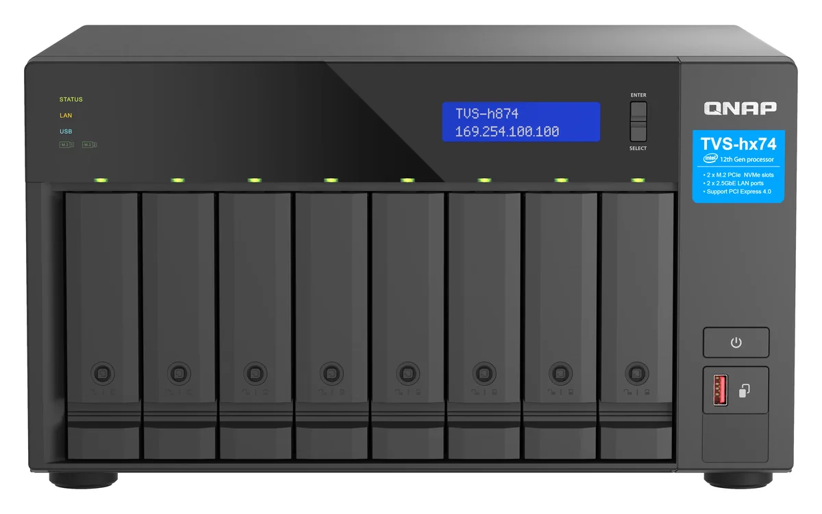 QNAP TVS-h874, NAS, Tower, Intel® Core™ i5, i5-12400, 32 GB, DDR4