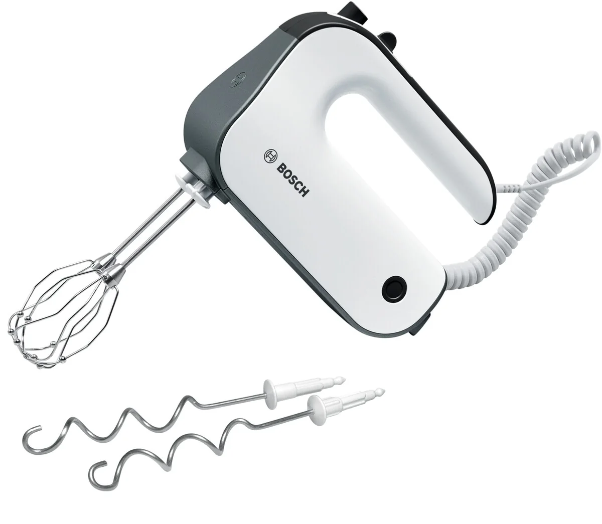 Bosch MFQ49300, Käsisekoitin, Musta, Ruostumaton teräs, Valkoinen, Vaivaus, Sekoitus, Sekoittaminen, 1,4 m, Vipu, 850 W