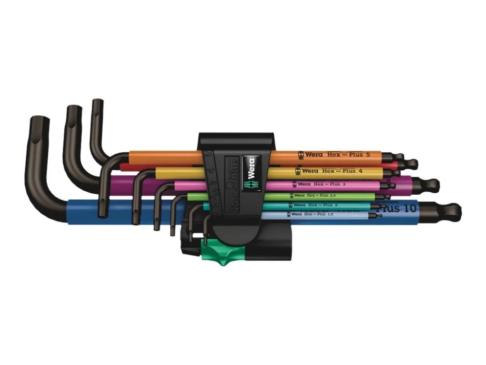Wera 950 Spkl9 Hex-plus Hex Key Set, L-muotoinen kuusiokoloavainsetti, Metrinen/brittiläinen, 9 kpl, Ruostumaton teräs, Kromatointi, CE, GS, DVE