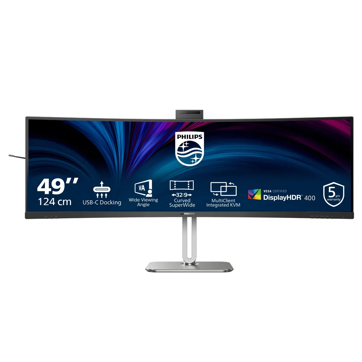 Philips 5000 series 49B2U5900CH/00, 124 cm (48.8), 5120 x 1440 pikseliä, Dual QHD, LCD, 4 ms, Musta