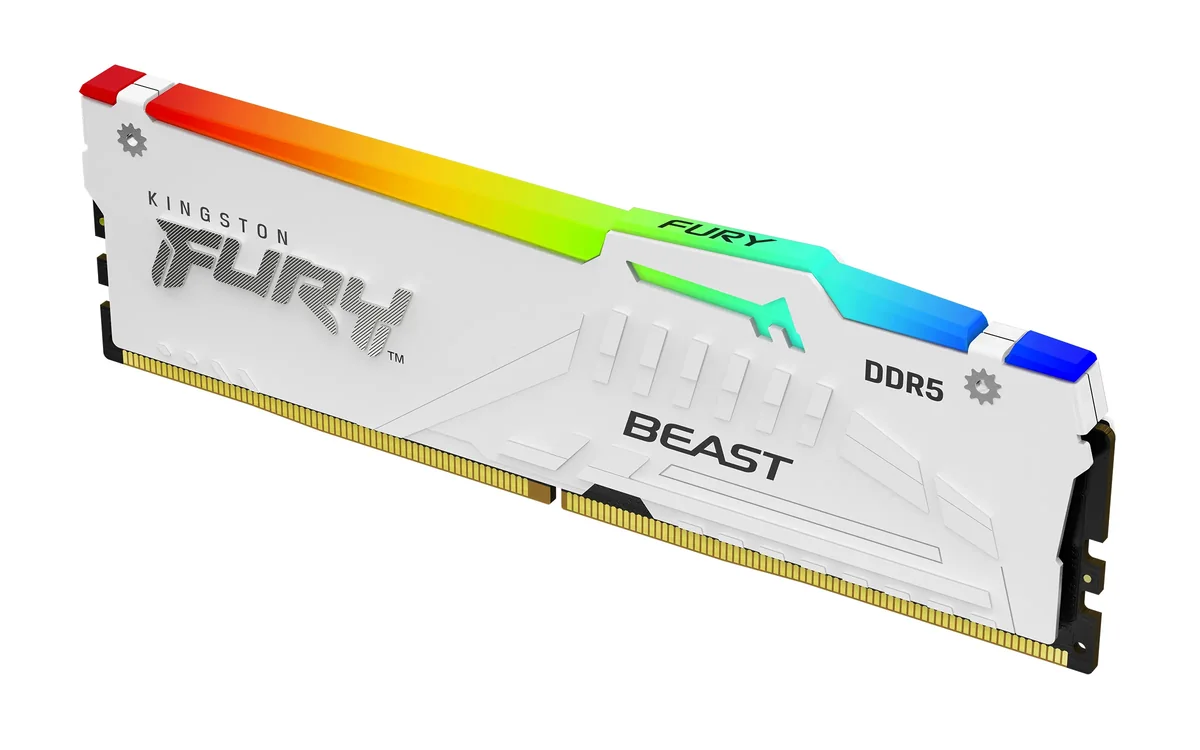 Kingston FURY Beast RGB DDR5-5600 - 16GB - CL36 - Single Channel (1 pcs) - AMD EXPO & Intel XMP - Valkoinen RGB