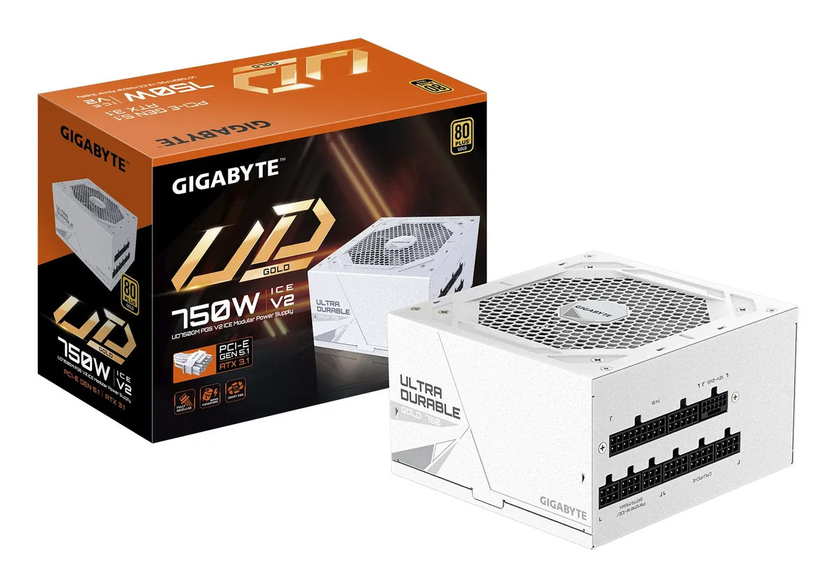 GIGABYTE UD750GM PG5 V2 ICE Virtalähde - 750 Watt - 120 mm - ATX - 80 Plus Kulta sertifioitu