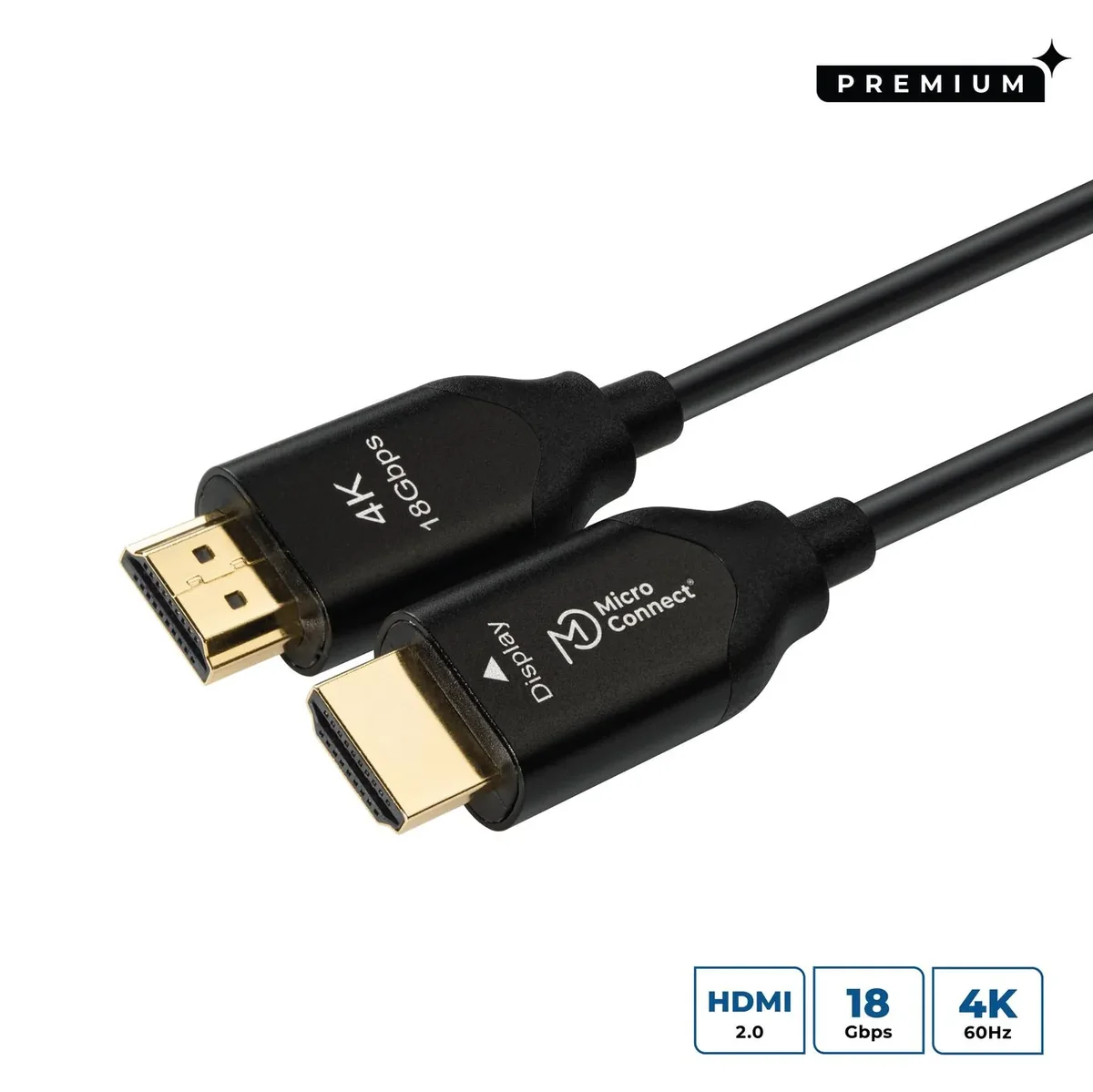 MicroConnect Premium High Speed Active Optic HDMI 2.0 -kaapeli, jossa Ethernet, 30 m, musta