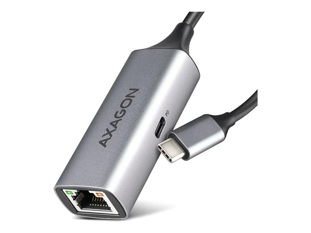 AXAGON ADE-TXPD USB-C Gigabit Ethernet -sovitin Power Delivery 100W