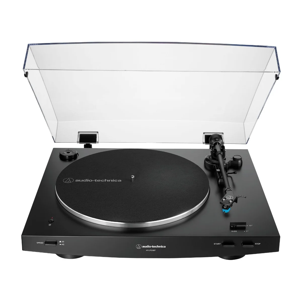 Audio-Technica AT-LP3XBTBK, Hihnakäyttöinen levysoitin, Täysin automaattinen, Musta, V-vyö, Alumiini, 33 1/3,45 RPM