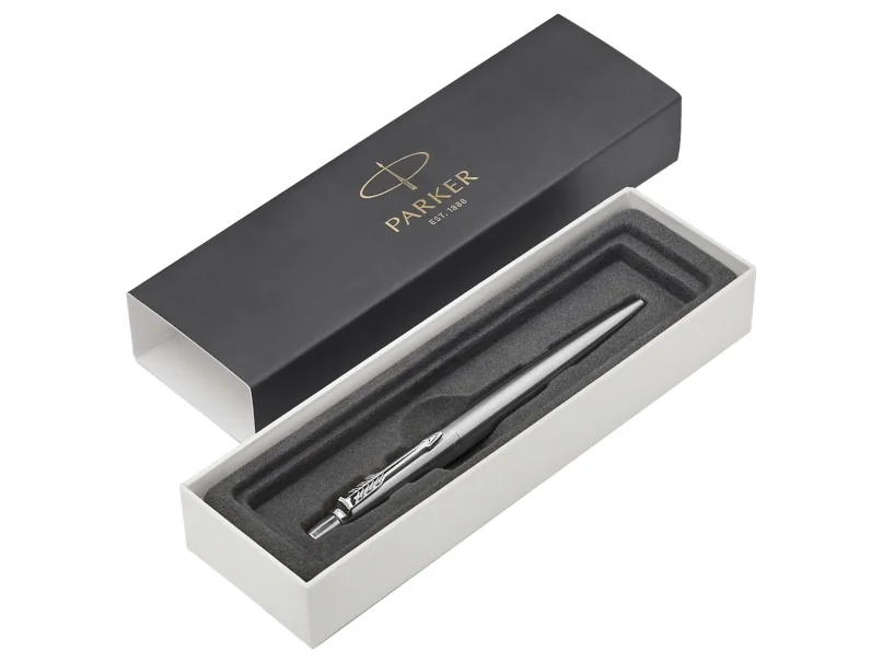 Parker Jotter Ballpoint Pen | Stainless Steel with Chrome Trim | Medium Point Blue Ink | Gift Box