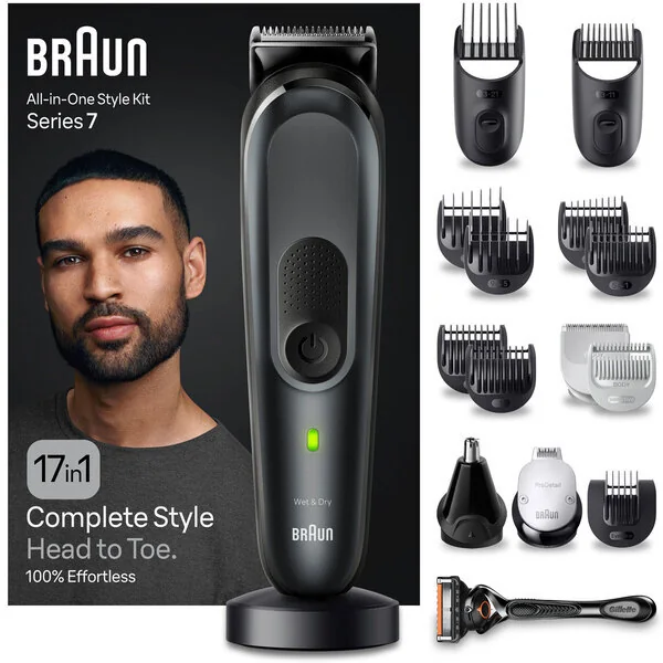 Braun Series 7 MGK7491 märkä- ja kuiva-ajoon -parranajosetti, musta
