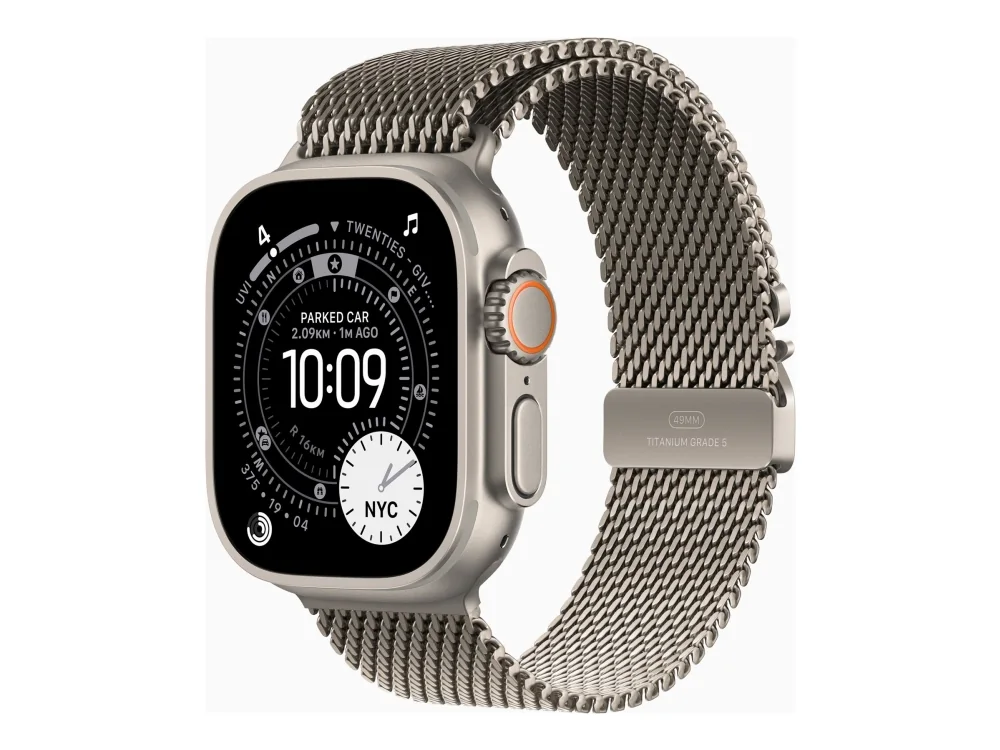 Apple Watch Ultra 3 GPS + Cellular 49mm Natural Titanium Case with Natural Titanium Milanese Loop - Small