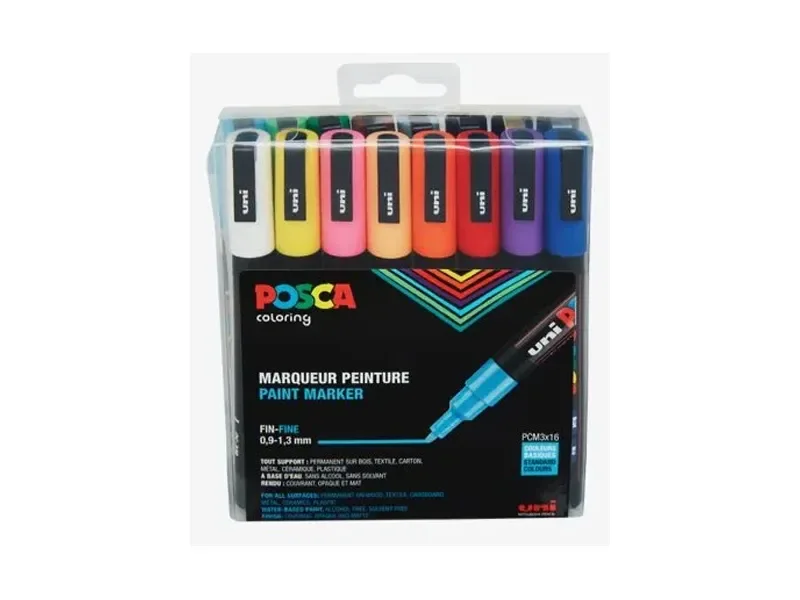 POSCA marker sæt PC-3M 16 ass. colors std.