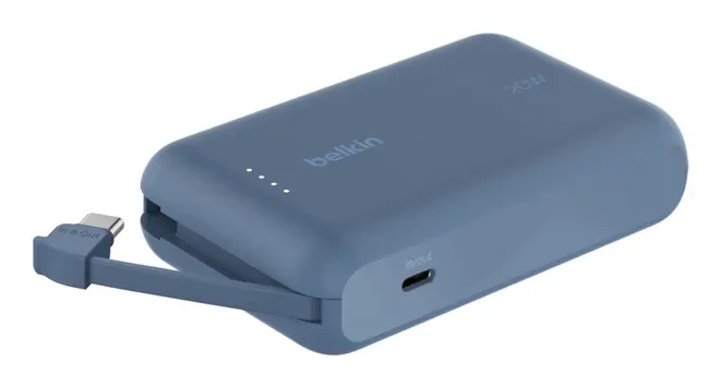 Belkin BoostCharge power bank - with integrated cable - 24 pin USB-C - 20 Watt - 10000 mAh