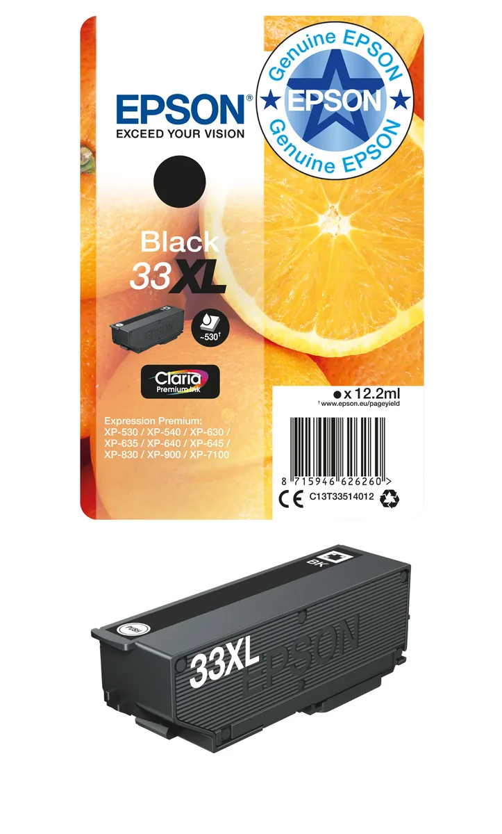 Epson 33 XL -mustekasetti, 12.2 ml, musta