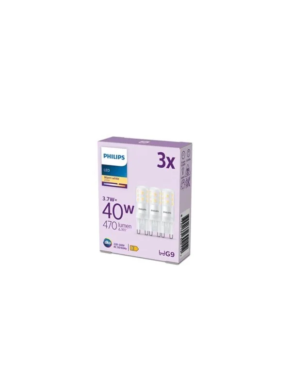Philips kaksikantainen LED-lamppu G9 3,7W 470lm 2700K matt 3 kpl