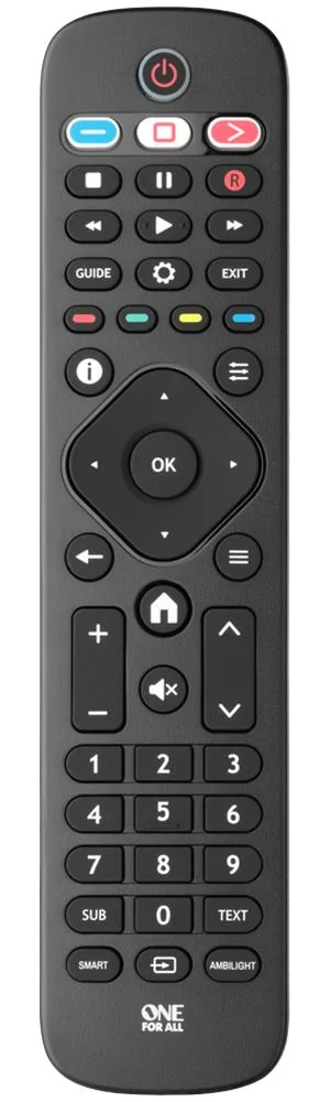 One For All URC4913 korvaava kaukosäädin Philips-televisioille, musta