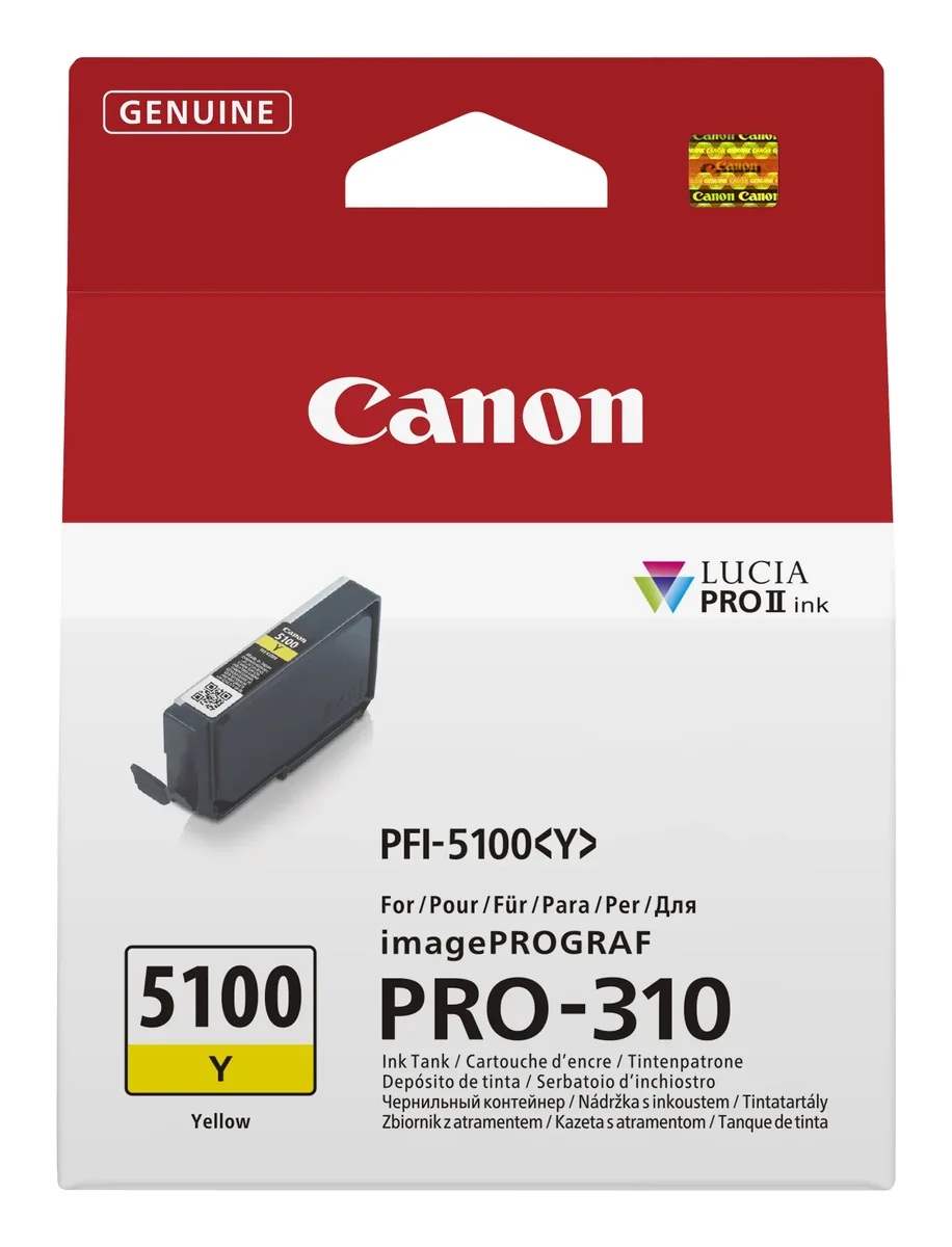 Canon PFI-5100Y-mustekasetti, 14.4 ml, keltainen