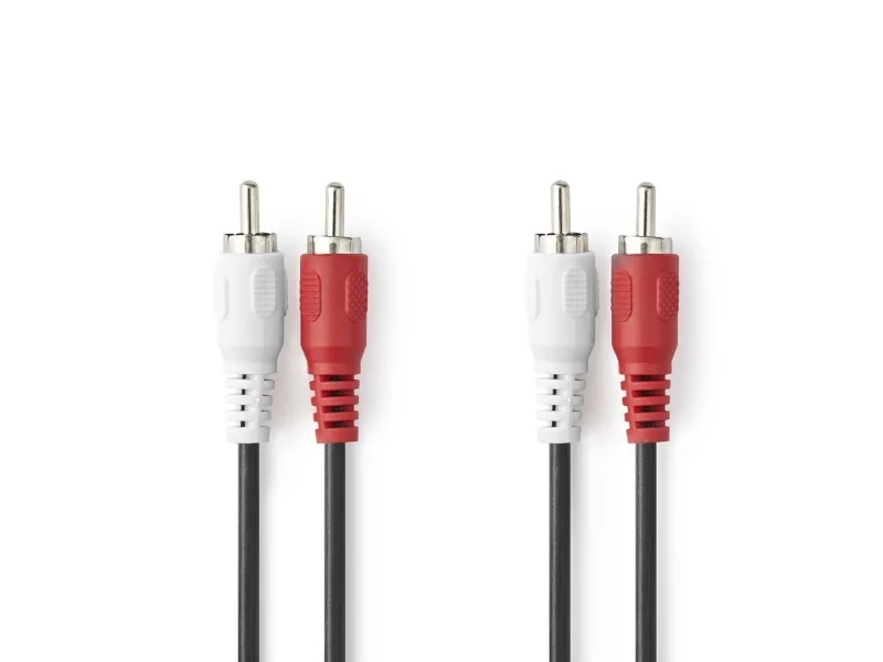 Nedis CAGL24200BK15, 2 x RCA, urosliitin, 2 x RCA, urosliitin, 1,5 m, musta