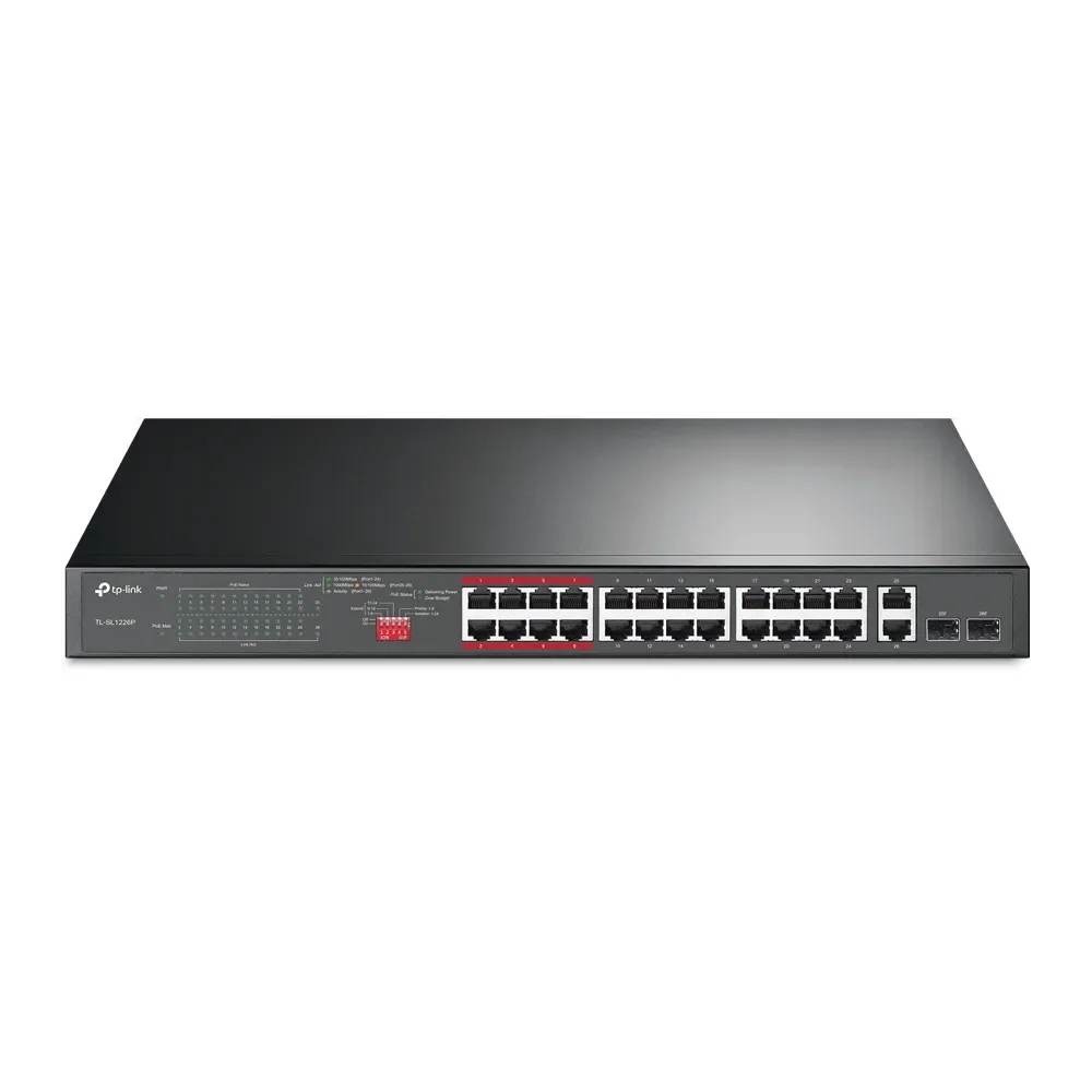 TP-Link TL-SL1226P 24-portin 10/100Mbps + 2-portin Gigabit Unmanaged PoE+ kytkin
