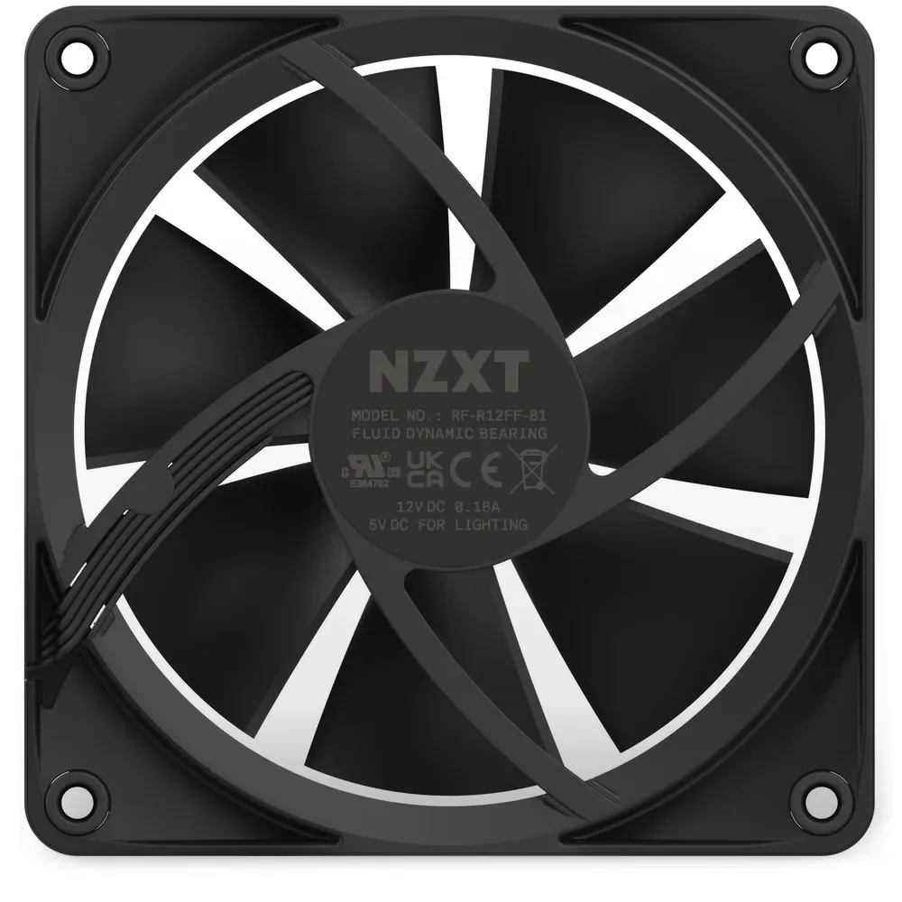 NZXT F120 RGB - Musta - Kotelotuuletin - 120mm - Musta RGB LED valolla - 28 dBA