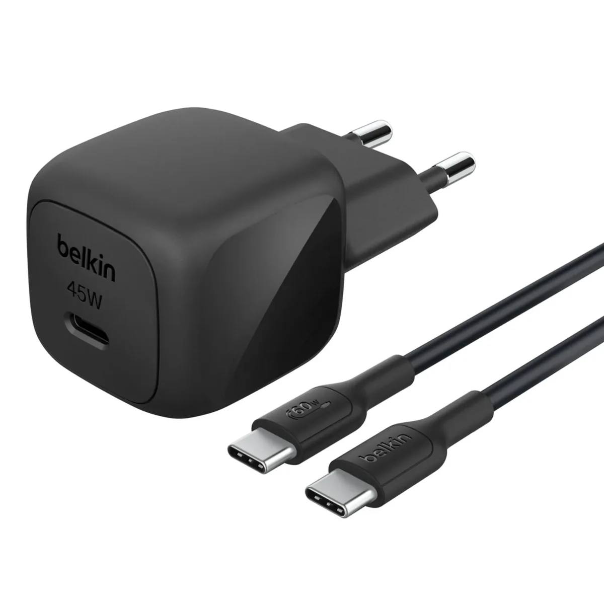 Belkin BoostCharge power adapter - compact - 24 pin USB-C - 45 Watt - with USB-C cable (1m)