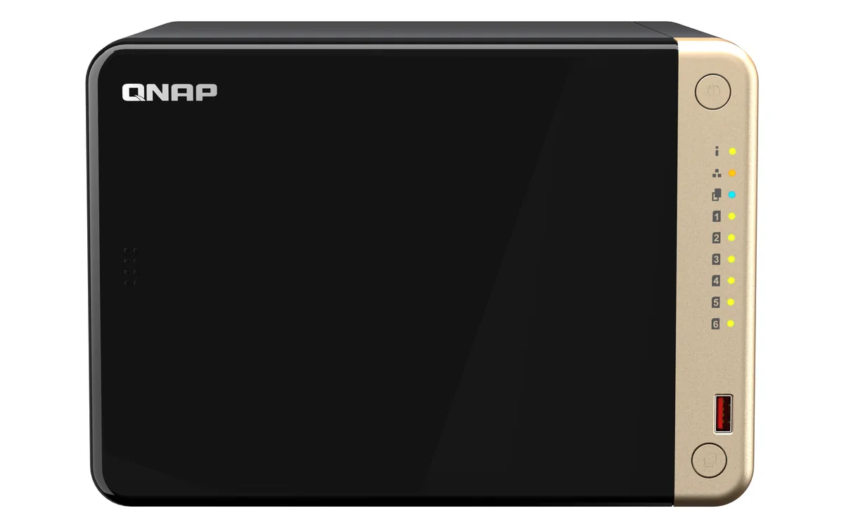 QNAP TS-664-8G - Verkkotallennuspalvelin, Musta, Pronssi