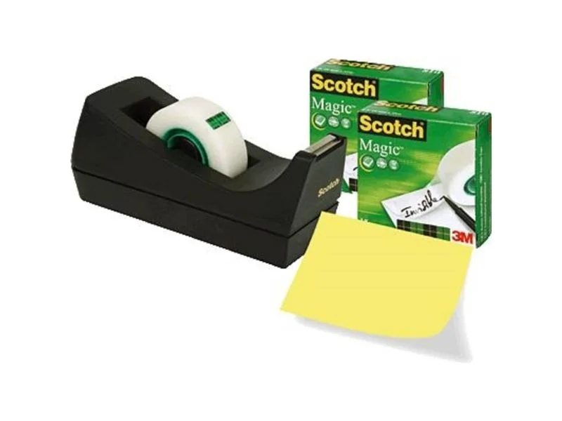 Borddispenser Scotch® C38 sort +3 ruller Magic™ 810 tape 19mm x 33m
