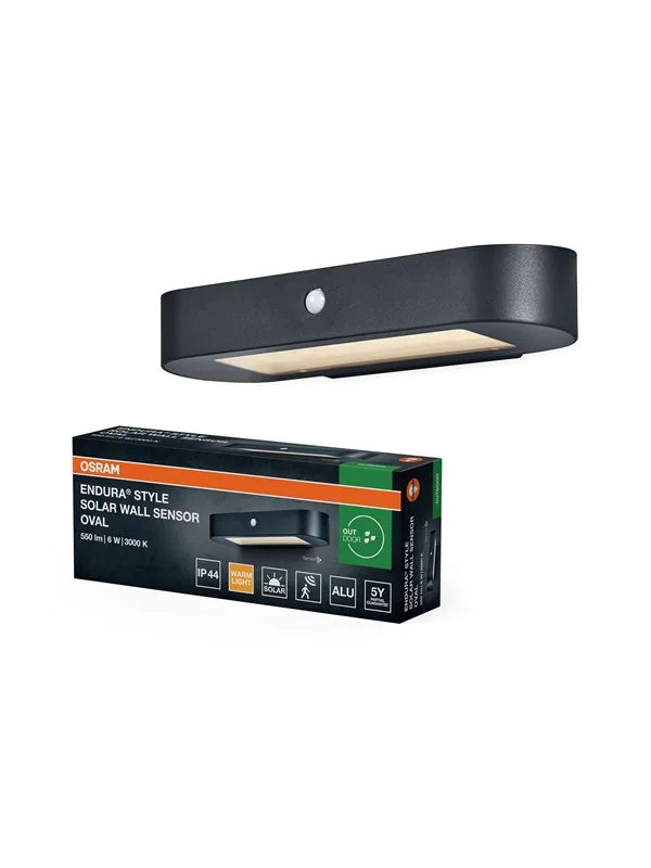 Osram ENDURA Style Solar Oval Wall 550lm 3.2W/830 60mm dark grey