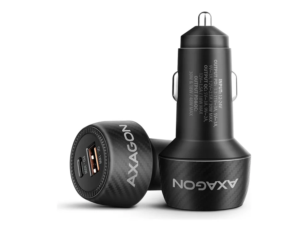 AXAGON auton virtasovitin - USB Type A USB-C - 48 wattia