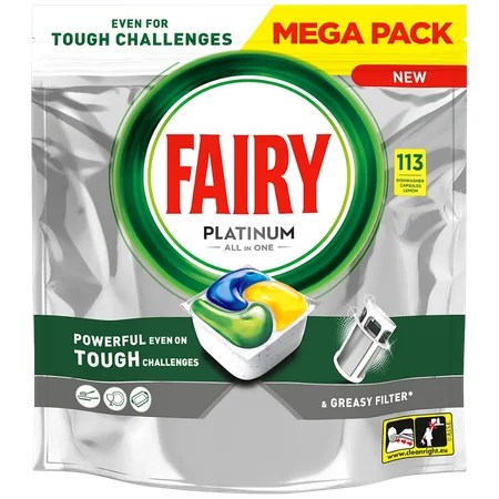 Fairy Lemon All-in-One Astianpesukonetabletit Laseille & Astioille – 113 kpl